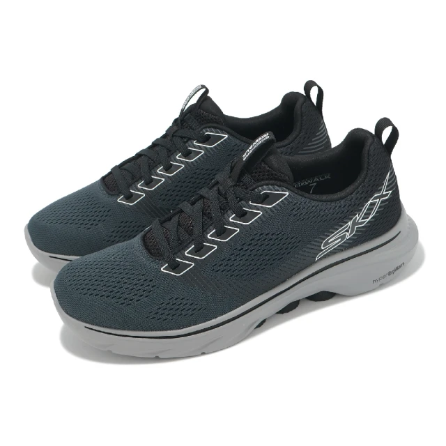 SKECHERS 休閒鞋 Go Walk 7-HAHN 男鞋 灰 黑 雙密度 緩衝 支撐 健走鞋(216559-BKGY)