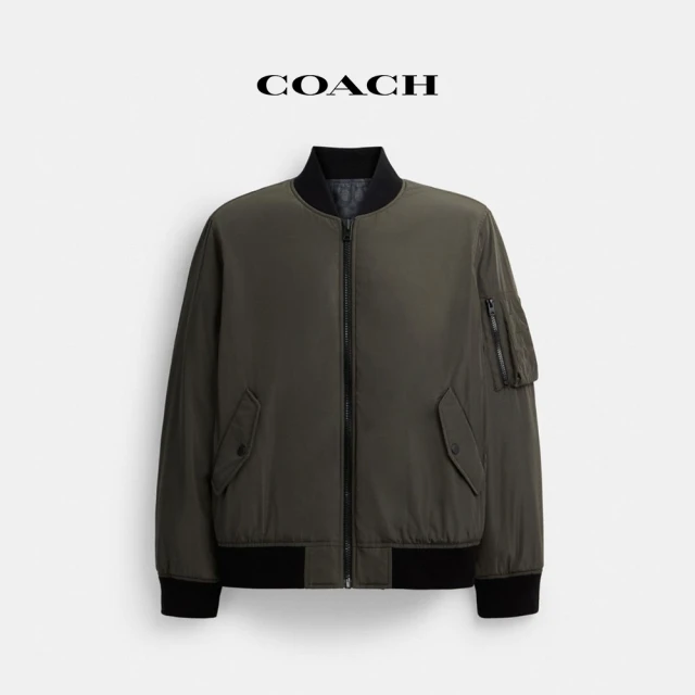 COACH 聚酯纖維雙面MA-1外套-橄欖綠色/木炭灰色 經典標誌(CT734)