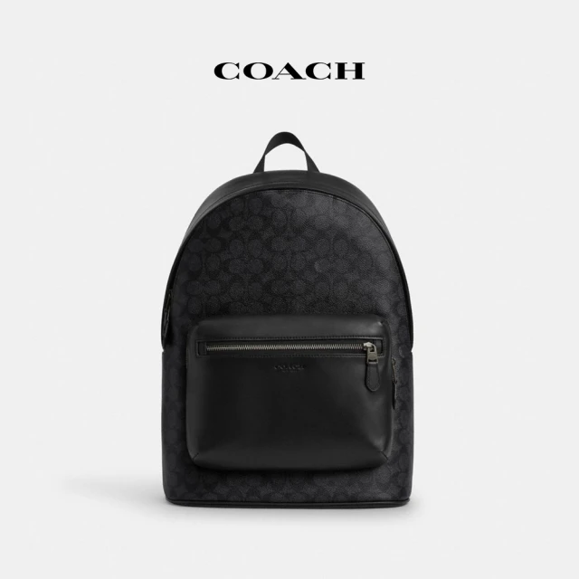 COACH 經典LogoWEST後背包-QB/炭黑色/黑色(CV925)