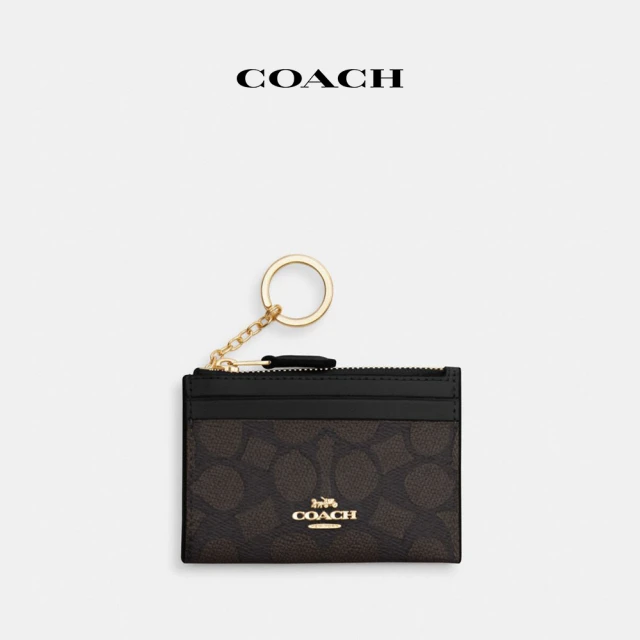 COACH 經典Logo簡約型迷你證件包-IM/胡桃木色/黑色(CW870)