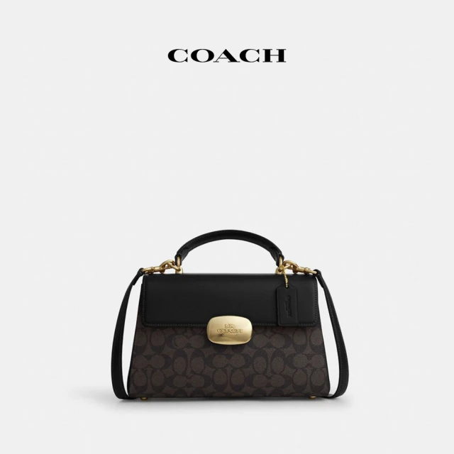 COACH 經典LogoELIZA頂部手提把包-IM/胡桃木色/黑色(CW012)