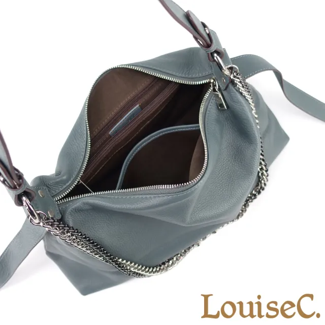 【LouiseC.】雙11 Tree House 牛皮雙色鍊條裝飾肩背斜背水餃真皮包-3色(真皮包包 YS23561)