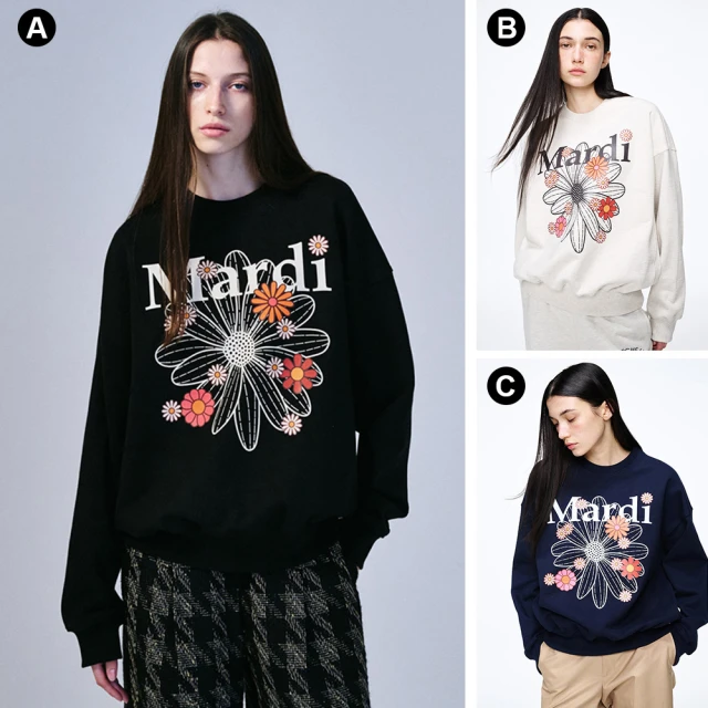 【MARDI MERCREDI】印花大學TEE 黑 藍 燕麥 經典小雛菊 繽紛 純棉 SWEATSHIRT FLOWERMARDI BLOSSOM