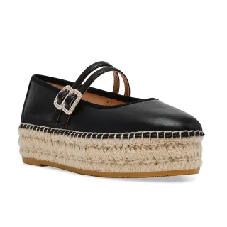 【steve madden】BRINNY 草編厚底瑪莉珍鞋(黑色)