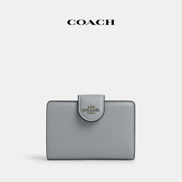 COACHCOACH 中號拉鍊皮夾-QB/灰藍色(CR791)