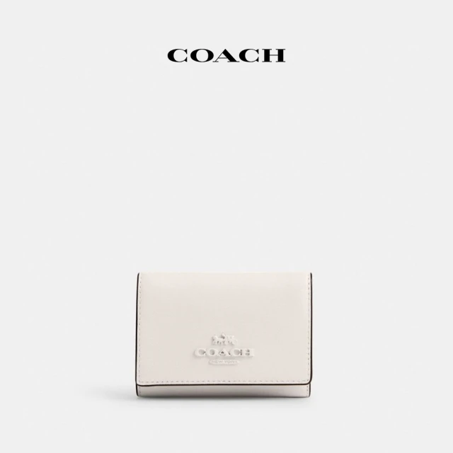 COACH 經典Logo帆布四方型纖巧型折疊皮夾-炭黑色/黑