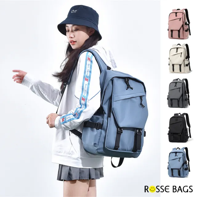 【Rosse Bags】多功能大容量情侶戶外防潑水背包(防水包 現+預  米色／黑色／藍色／粉色／