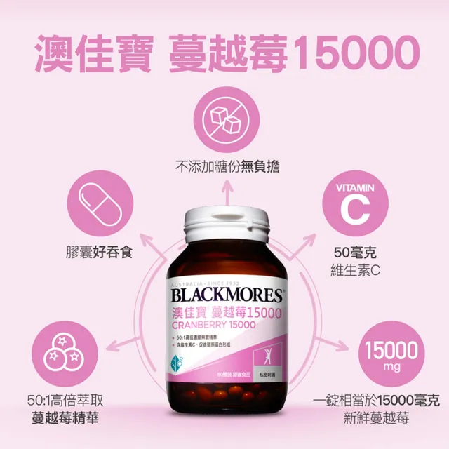 【BLACKMORES 澳佳寶】蔓越莓15000 1入組(共60顆 週期購★)