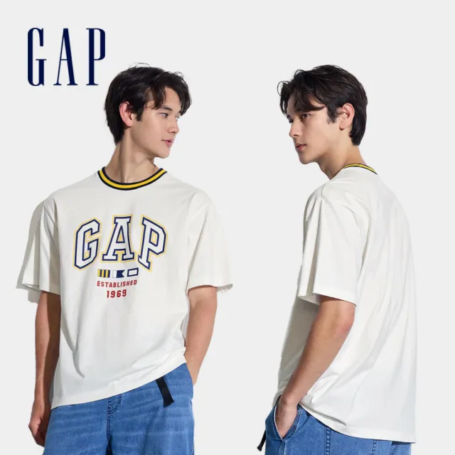 【GAP】男女款 Logo純棉圓領短袖T恤-多款任選(892185&608929&465443)