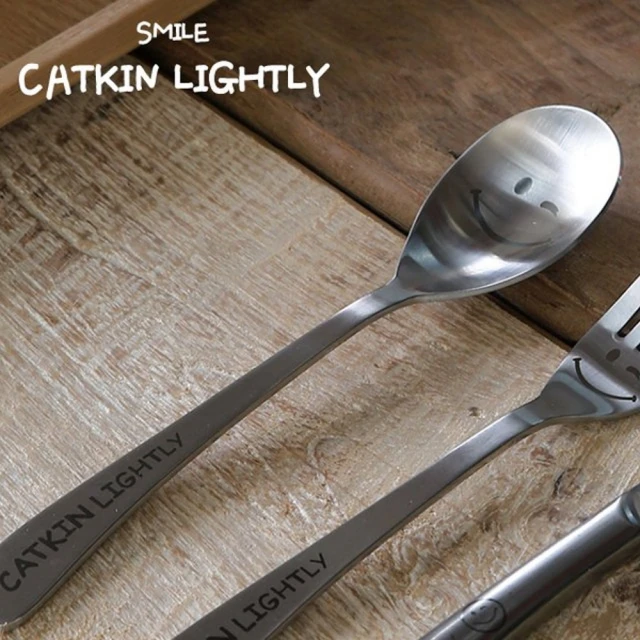 CATKIN LIGHTLY 韓國微笑316不鏽鋼叉匙抹刀6件組(餐具/叉子/湯匙/成人/兒童/環保/甜點叉/水果叉/餐叉)