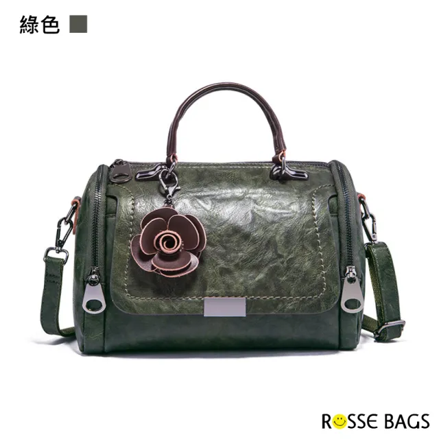 【Rosse Bags】百搭復古波士頓包(現+預  黑色／綠色／橙色)