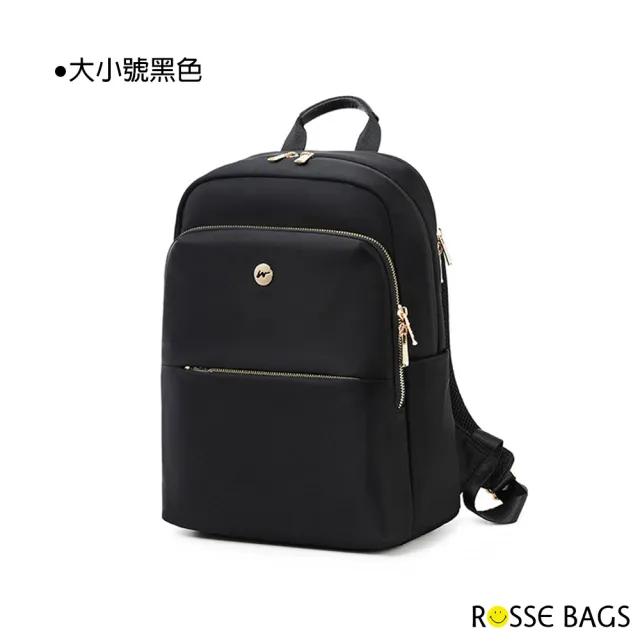 【Rosse Bags】多隔層大容量防潑水雙肩後背包(現+預  大款粉色 / 小款粉色 / 大款黑色 / 小款黑色)