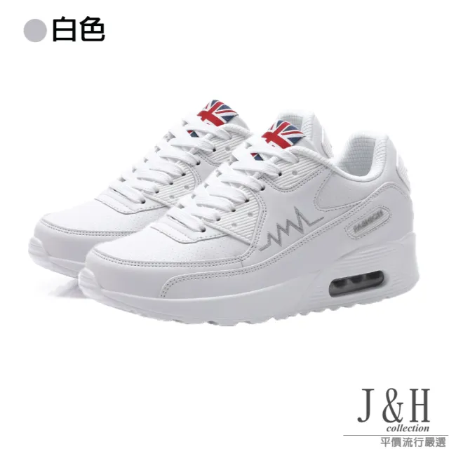 【J&H collection】皮質透氣輕量休閒健走鞋 休閒鞋(白色 / 玫紅 / 黑色)