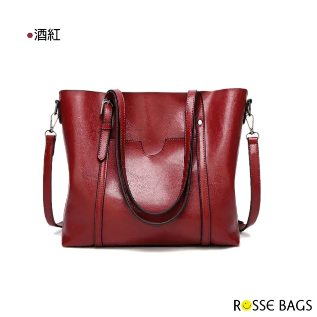 【Rosse Bags】經典復古油蠟皮托特包(現+預  灰色 / 棕色 / 酒紅 / 咖啡 / 黑色)