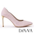 【DIANA】9 cm王妃煥彩蕾絲布面高跟尖頭跟鞋(粉色)