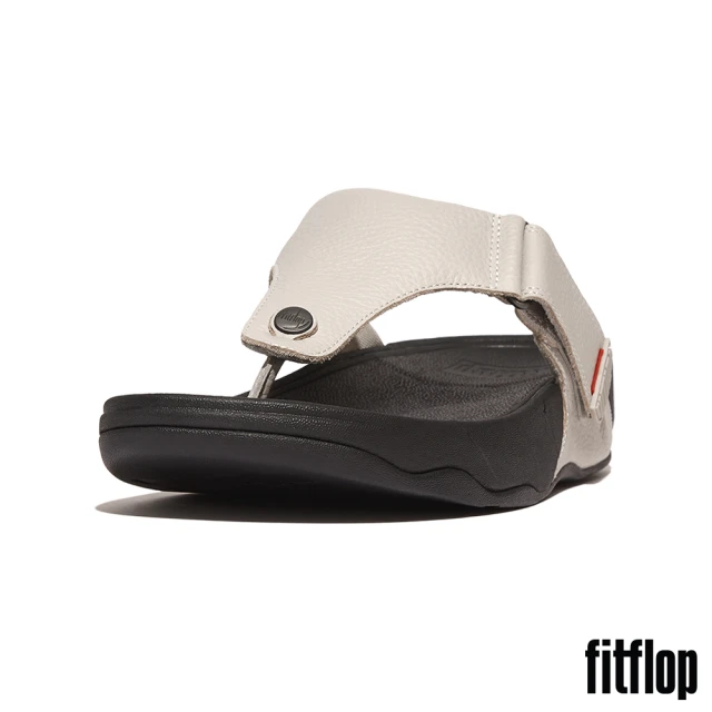 FitFlop TRAKK II經典可調式皮革夾腳涼鞋-男(灰色)