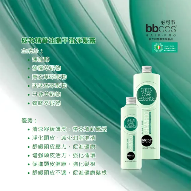 【bbcos必可市】綠效精華油脂平衡淨髮露(250ml;出油;油頭;豐髮;養髮;頭皮理療;頭皮健康;洗髮精)