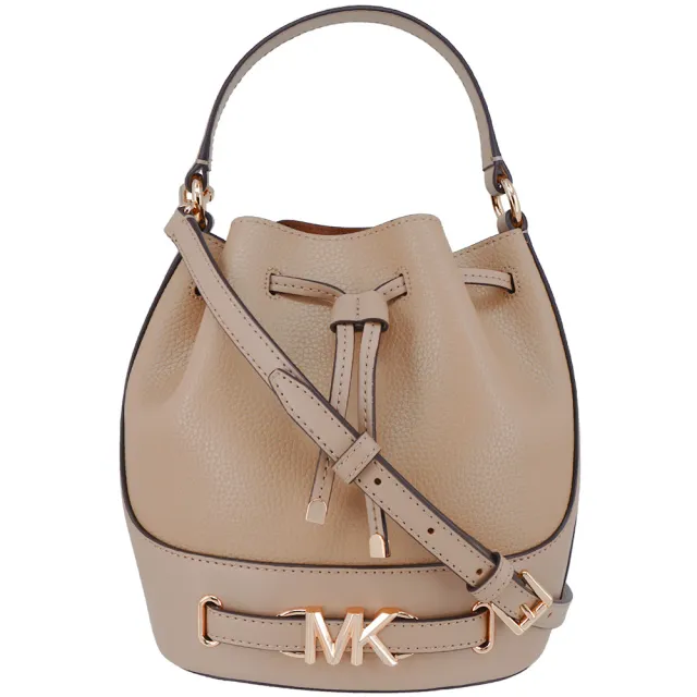 【Michael Kors】REED系列 防刮牛皮皮革 金釦LOGO 斜背/手提 水桶包(多色任選)