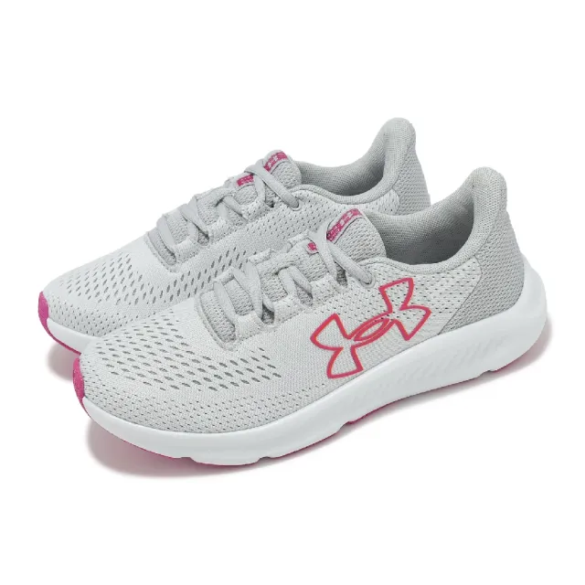 【UNDER ARMOUR】慢跑鞋 Charged Pursuit 3 BL 女鞋 灰 粉紅 緩震 透氣 運動鞋 UA(3026523106)