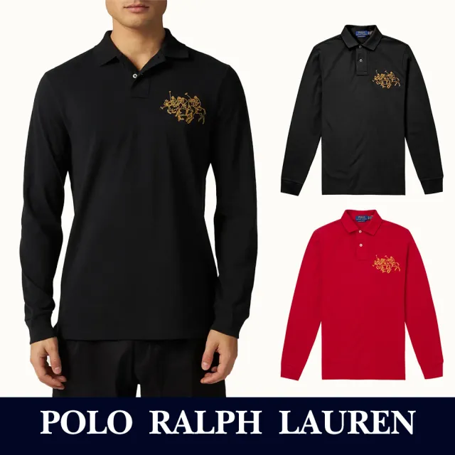 【RALPH LAUREN】RL POLO 經典立領刺繡大馬長袖Polo衫-多色選 上衣(CUSTOM SLIM FIT/平輸品/)