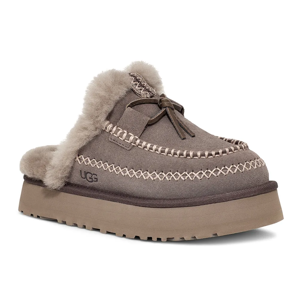 【UGG】女鞋/穆勒鞋/真皮鞋/厚底拖鞋/Disquette Alpine(雷雲暗灰-UG1158260TCLD)