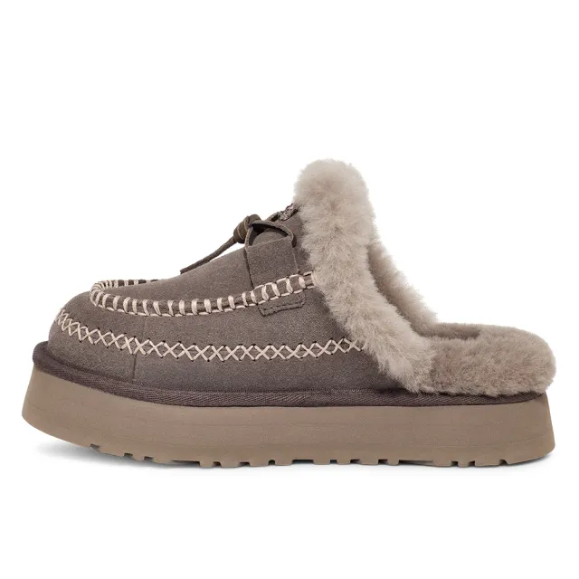 【UGG】女鞋/穆勒鞋/真皮鞋/厚底拖鞋/Disquette Alpine(雷雲暗灰-UG1158260TCLD)