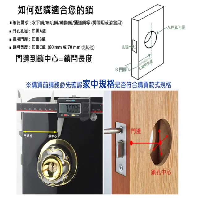 【加安】LYK603F 水平把手 無鑰匙 裝置距離60mm(適用門厚45-60mm 管型 把手鎖 水平鎖 板手)