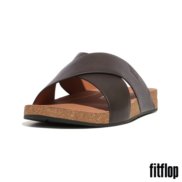 FitFlop MENS 皮革交叉涼鞋-男(巧克力棕)