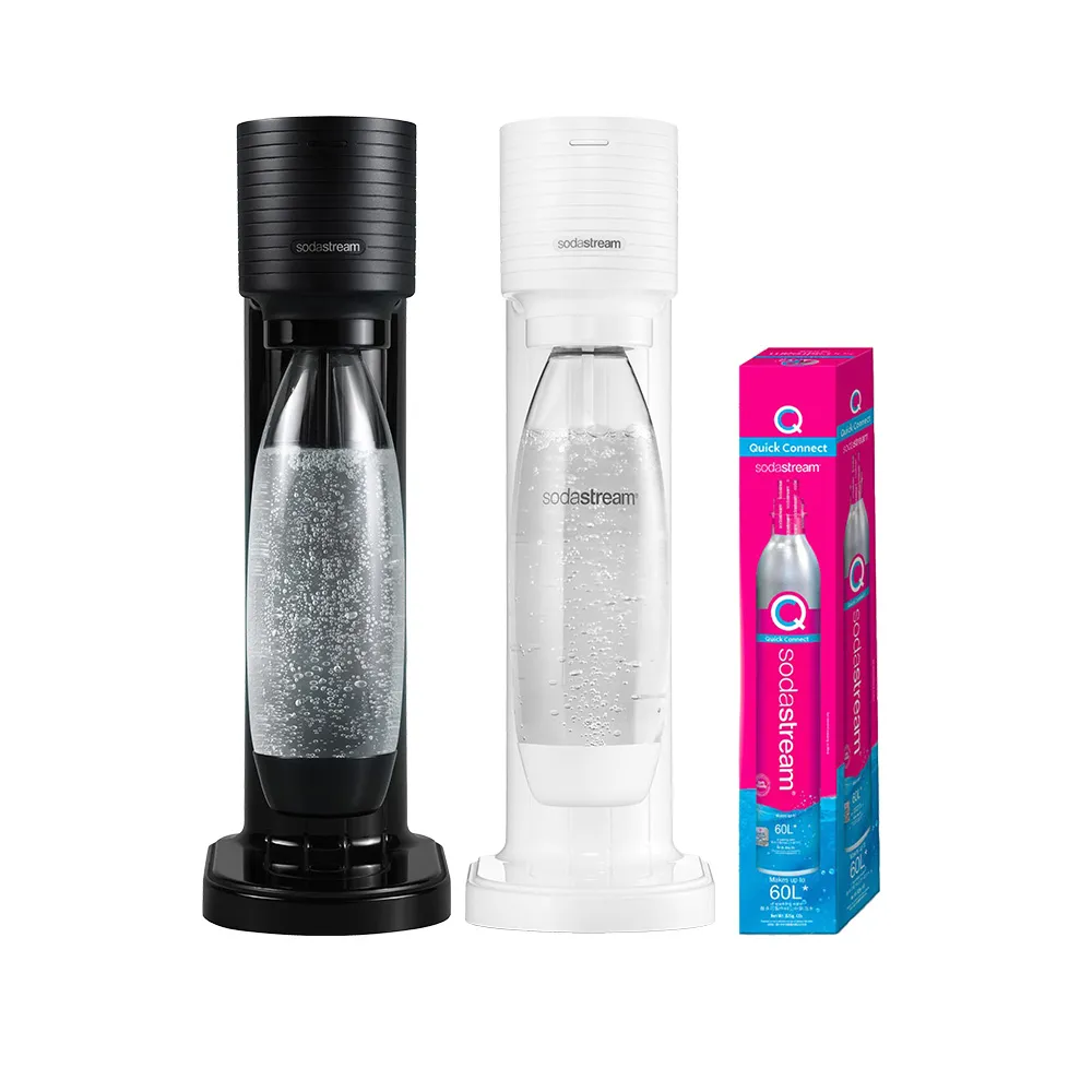 【Sodastream】GAIA 快扣機型氣泡水機 2色可選(加碼送1隻鋼瓶 含原箱共2隻+1L水瓶x1)