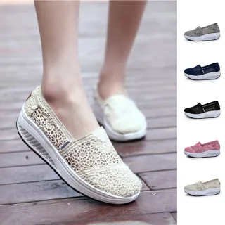 【J&H collection】經典蕾絲網布增高厚底懶人休閒鞋(現+預  黑色／米色／粉色／藍色／灰色)