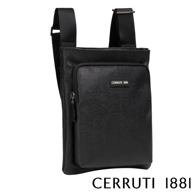 Cerruti 1881 限量2折 義大利頂級小牛皮肩背包側背包 全新專櫃展示品(黑色 CEBO06320M)