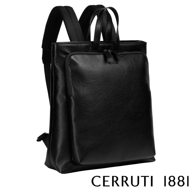 Cerruti 1881 限量2折 義大利頂級小牛皮後背包 全新專櫃展示品(黑色 CEZA06321M)