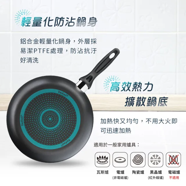 【Tefal 特福】極致黑艷系列28CM不沾鍋深平底鍋