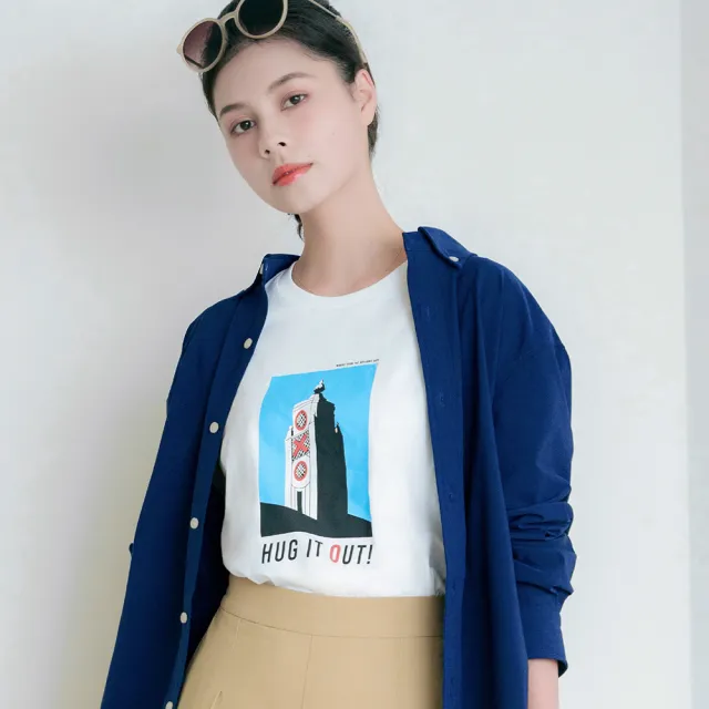 【A.Brolly 亞伯尼】涼感薄荷衣-白色大樓照片 T恤-女
