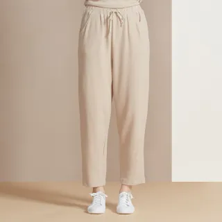 【YVONNE 以旺傢飾】華夫格綁帶長褲-奶茶棕