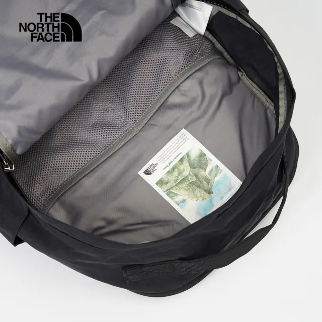 【The North Face 官方旗艦】北面男女款黑色DWR防潑水復古後背包｜52VQASX(筆電包/登山包)