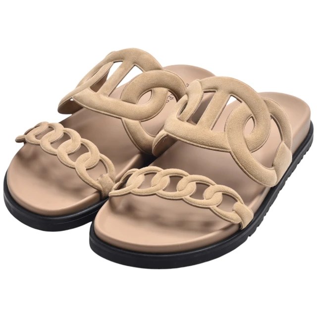 Hermes 愛馬仕 經典Extra sandal系列麂皮露趾拖鞋(米色H222301Z-BEIGE)