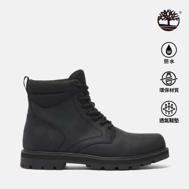 Timberland 男款黑色皮革防水休閒鞋(A69T9W0