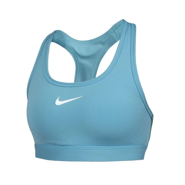 NIKE 耐吉 女中度支撐運動內衣-DRI FIT 韻律 瑜珈 運動背心 BRA 湖水藍(DX6822-464)