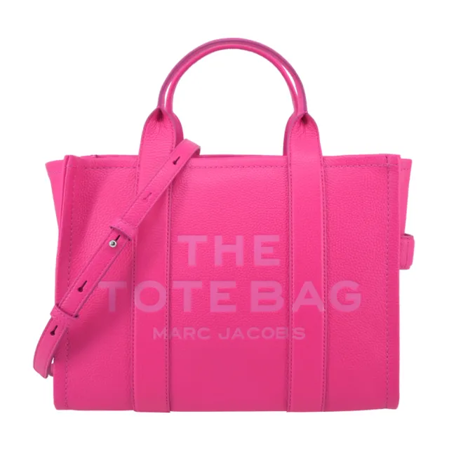 【MARC JACOBS 馬克賈伯】The Leather TOTE 皮革兩用托特包(小/紫霞粉)
