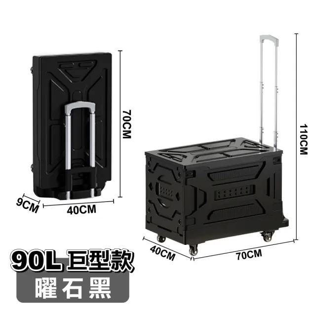 【ONE HOUSE】90L 巨型款 巴丹平拉創新折疊收納車 1入(收納車/摺疊/平拉/購物車)