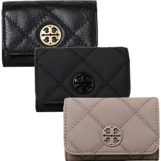 【TORY BURCH】雙11 TB WILLA小圓牌LOGO荔枝紋皮革零錢名片夾(多色任選)