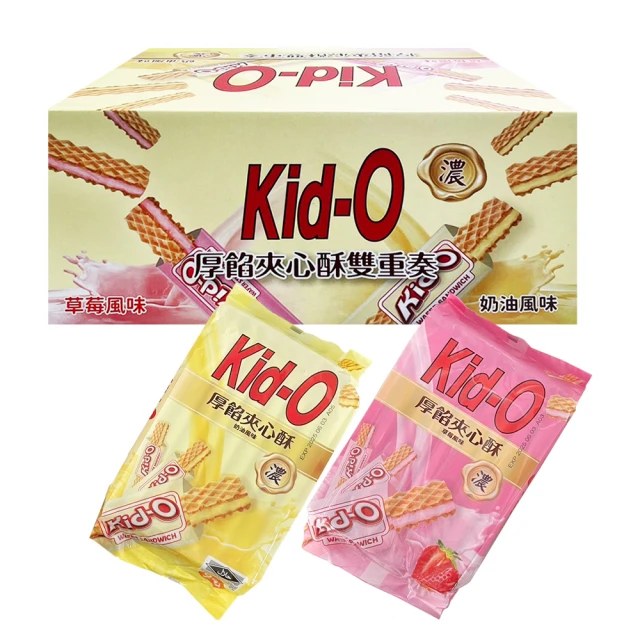 美式賣場 Kid-O 日清 厚餡夾心酥雙重奏(奶油3包+草莓3包/1026g)