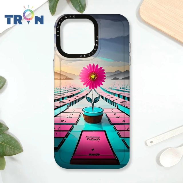 TRON iPhone 16/16 PLUS/16 PRO/16 Pro Max 桃藍色花朵系列 防摔太空殼 透黑款 軟硬殼 手機殼