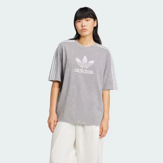 adidas 愛迪達 短袖上衣 女款 運動 三葉草 WASH TEE 灰 IW3412