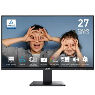 【MSI 微星】PRO MP273U 27型 IPS 4K 護眼商用顯示器(60Hz/HDMI/DP/內建揚聲器)