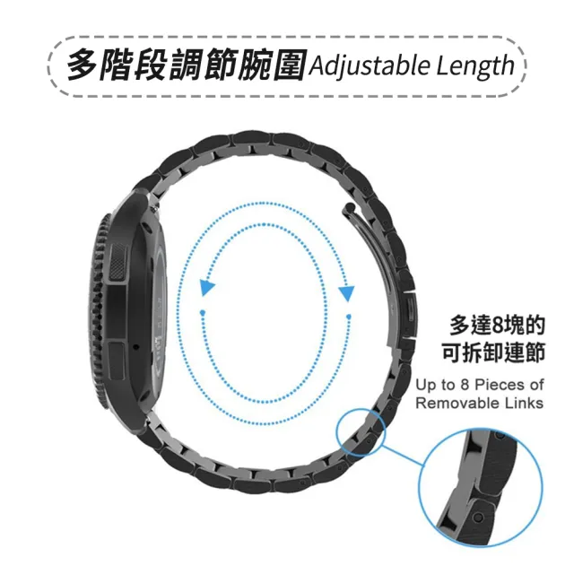 【Timo】SAMSUNG三星 Galaxy Watch 7/6/5/4 按鍵式不鏽鋼金屬錶帶