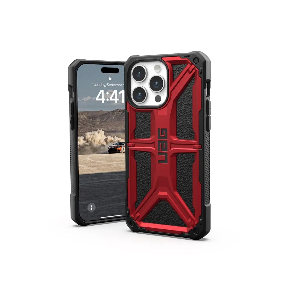 【UAG】iPhone 15 Pro Max 頂級版耐衝擊保護殼-紅金(吊繩殼 支援無線充電 10年保固)