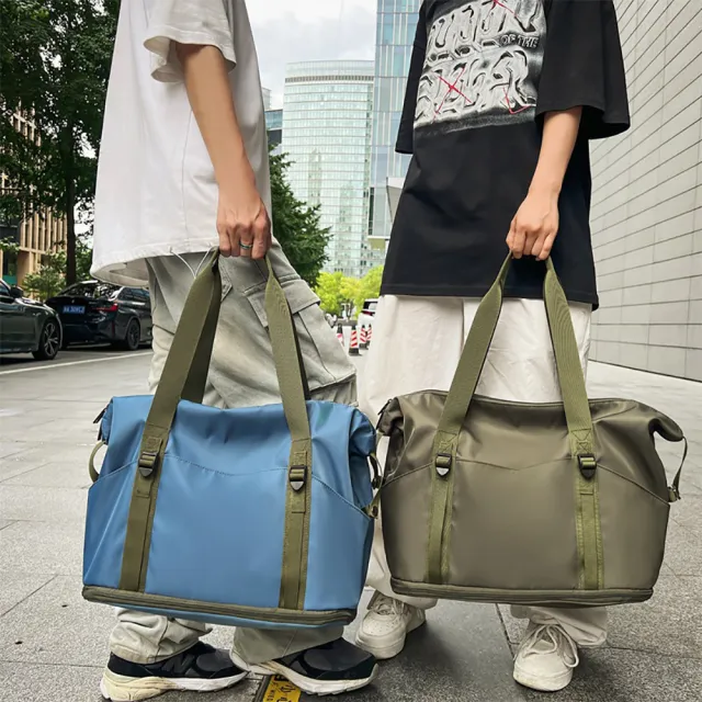 【JOYFUL LIFE 特樂生活】雙11 撞色大容量可擴展差旅收納包(手提包/旅行袋/健身包/運動包)