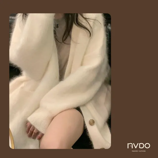【NVDO】特降!溫柔軟糯毛毛針織保暖外套-3色可選(保暖外套/針織外套/F058/出清不補)